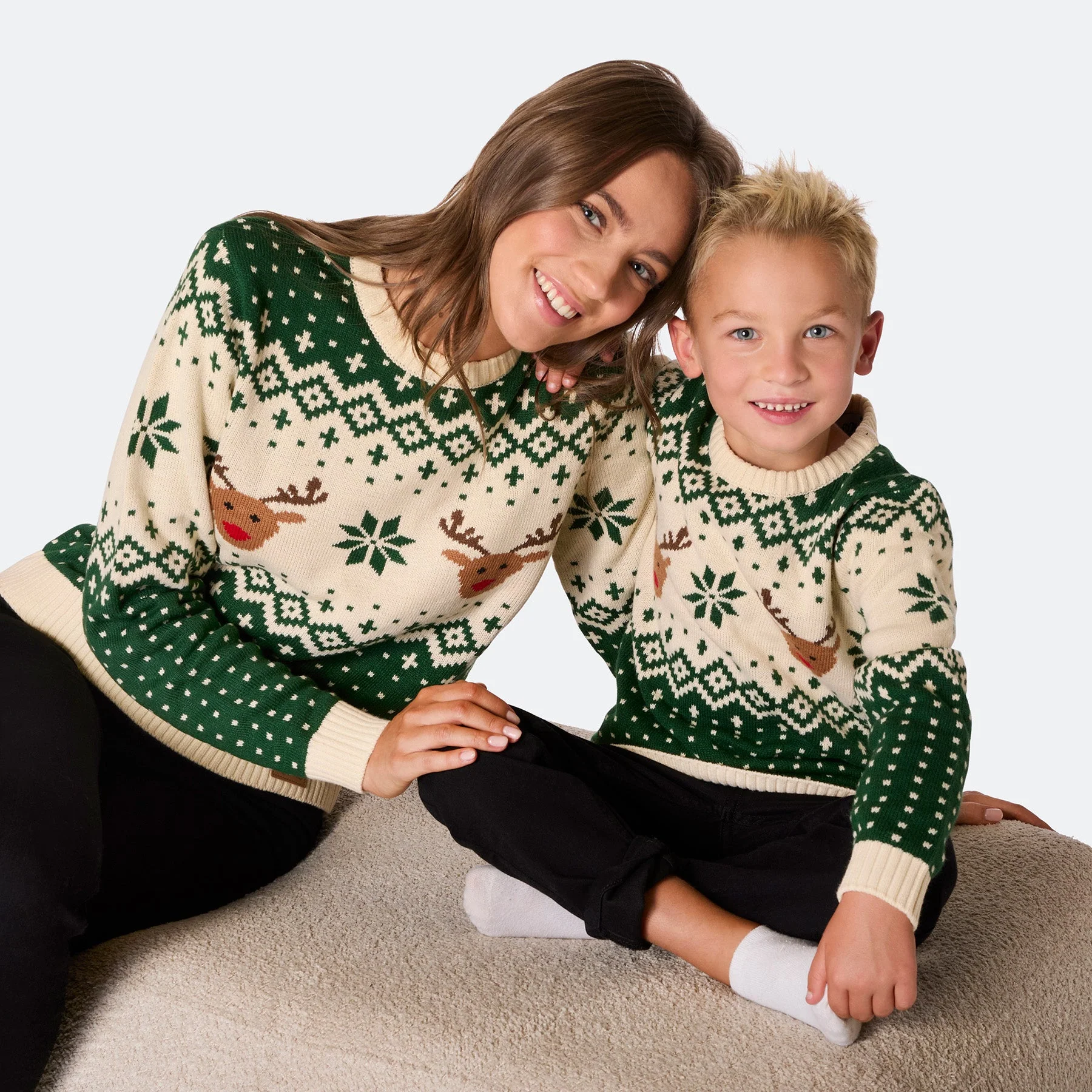 Kids' Retro Reindeer Green Christmas Jumper - Image 6