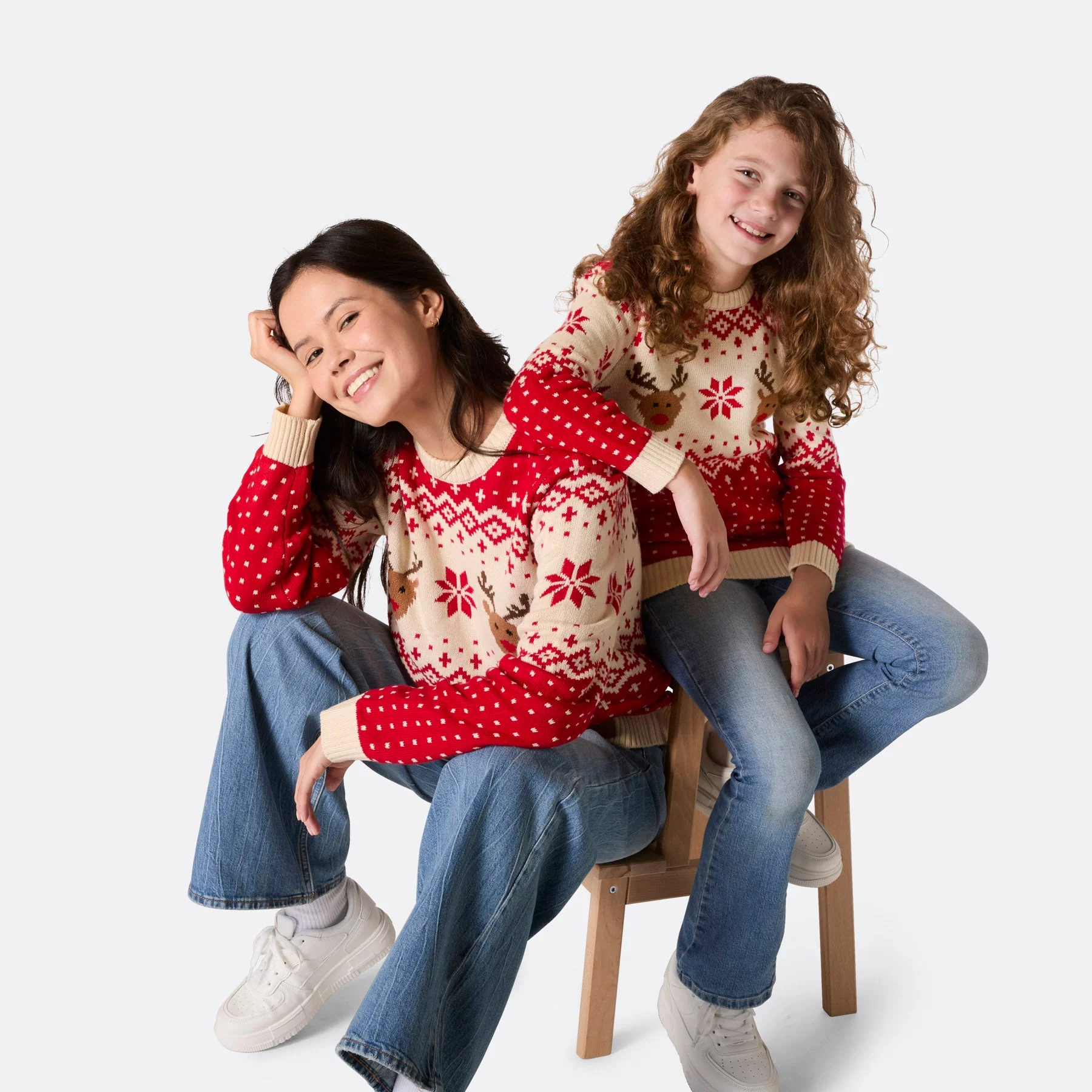 Kids' Retro Reindeer Red Christmas Jumper - Image 5