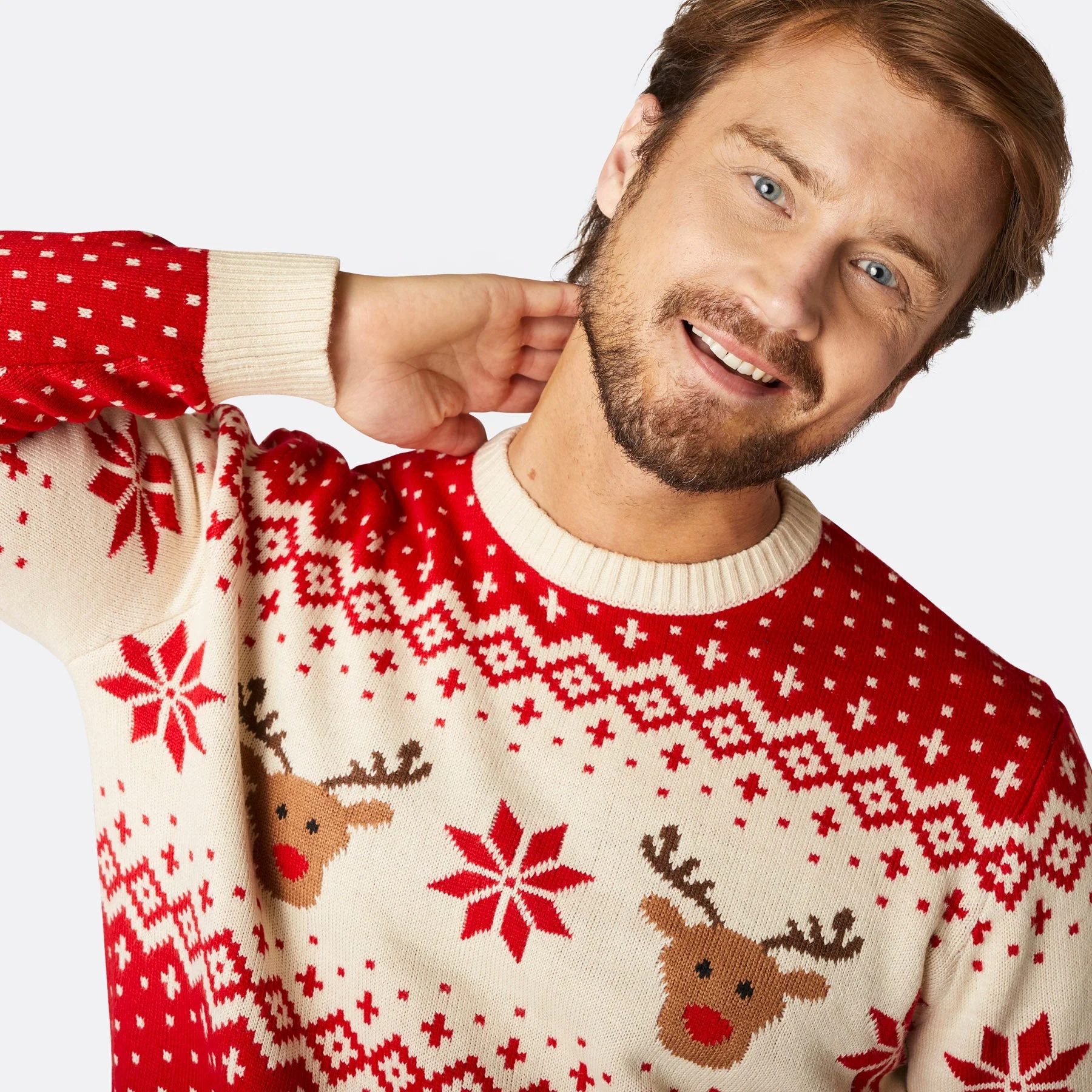Men's Retro Reindeer Red Christmas Jumper - Image 3