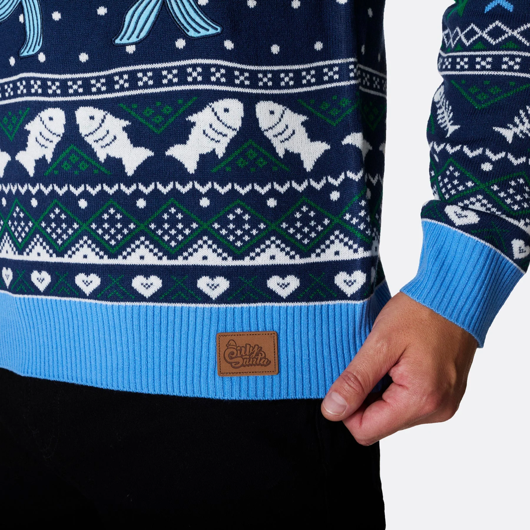 Men's Three Wise Fish Christmas Jumper - Image 4