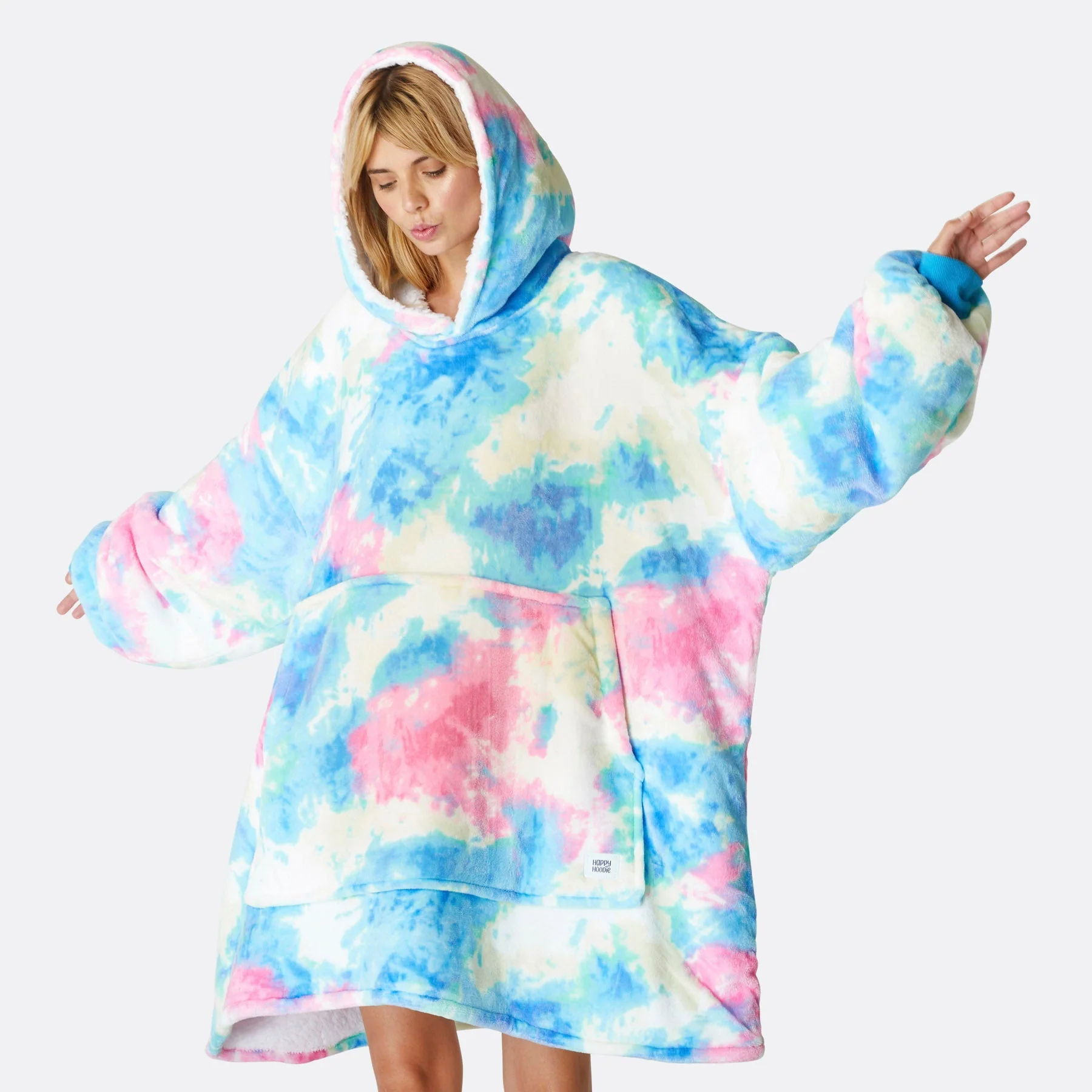 Tie-Dye Cyan HappyHoodie - Image 3