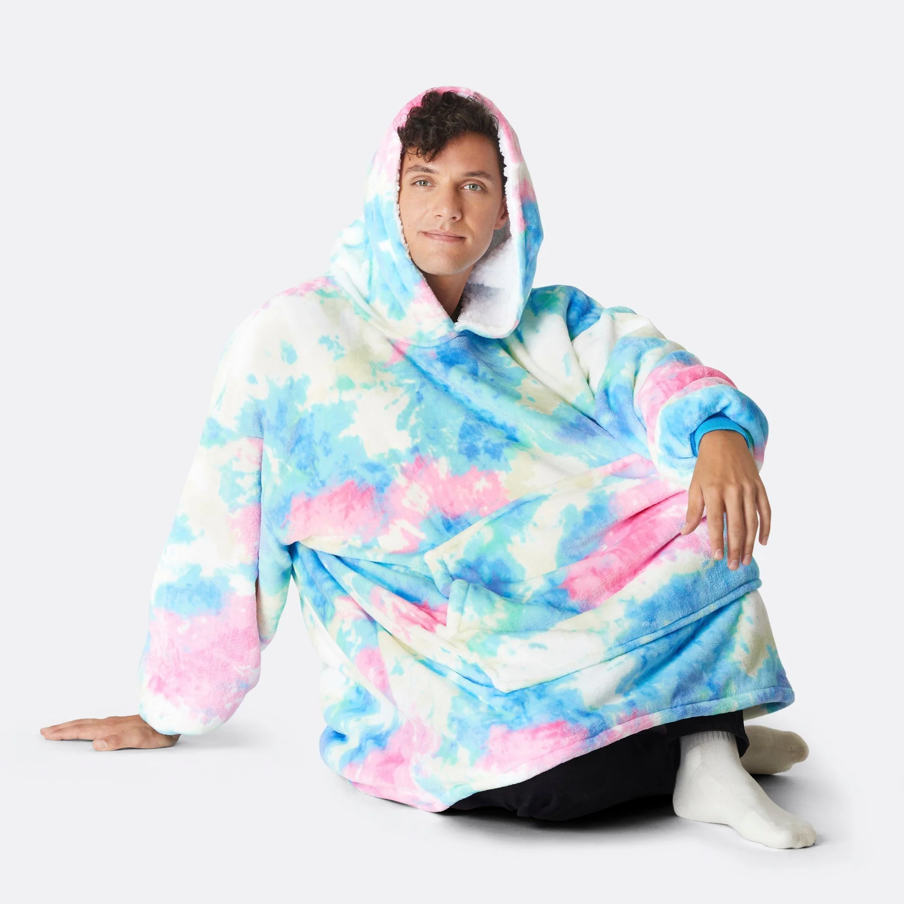 Tie-Dye Cyan HappyHoodie - Image 8