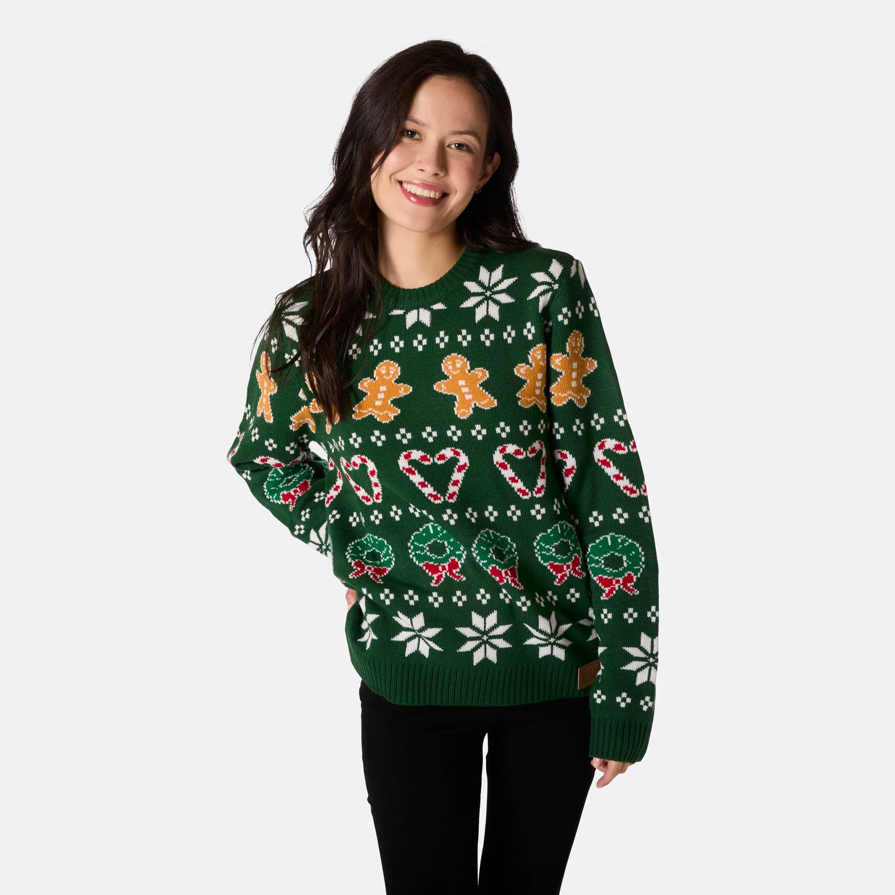 Women's Family Green Christmas Jumper - Image 3