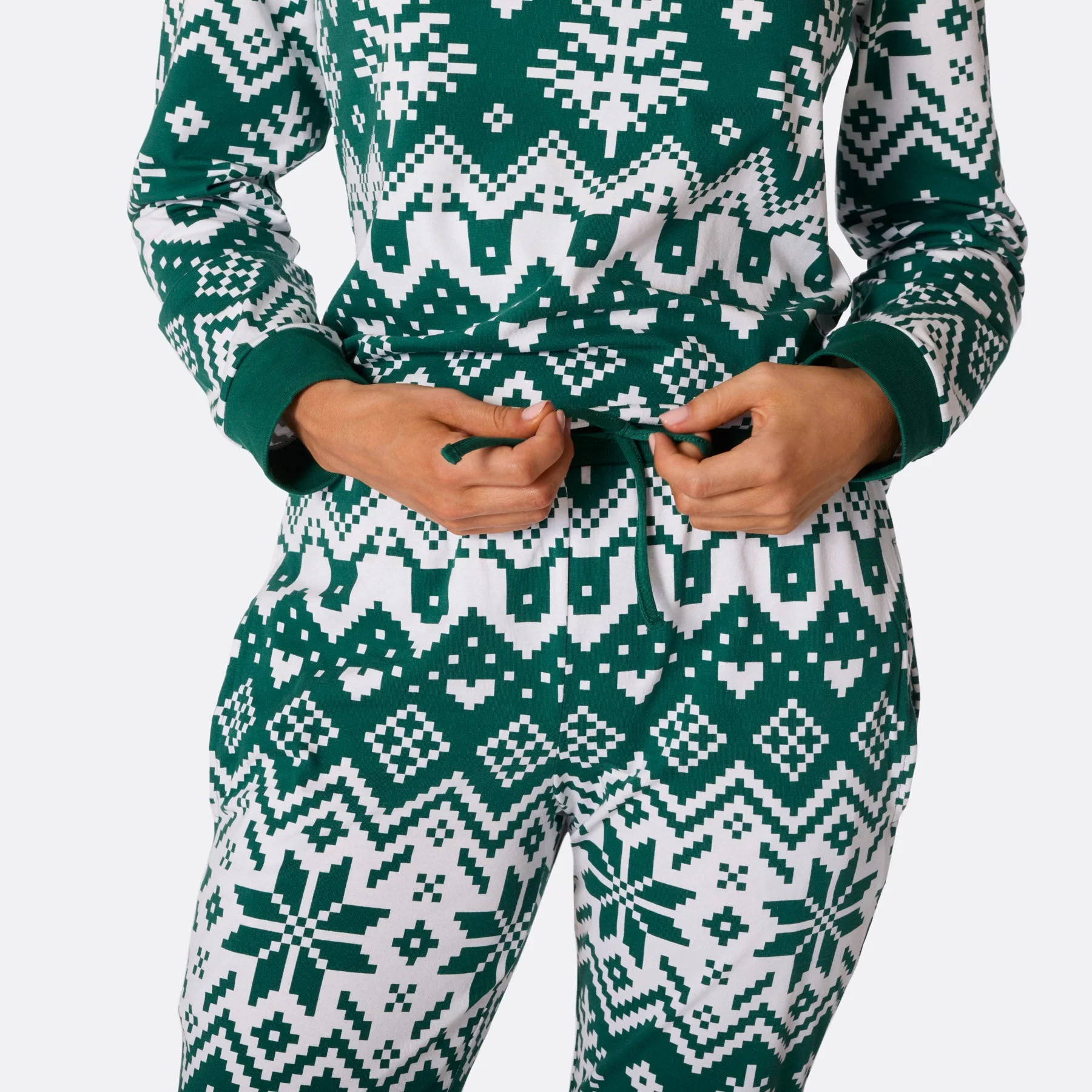 Women's Green Christmas Knit Christmas Pyjamas - Image 7