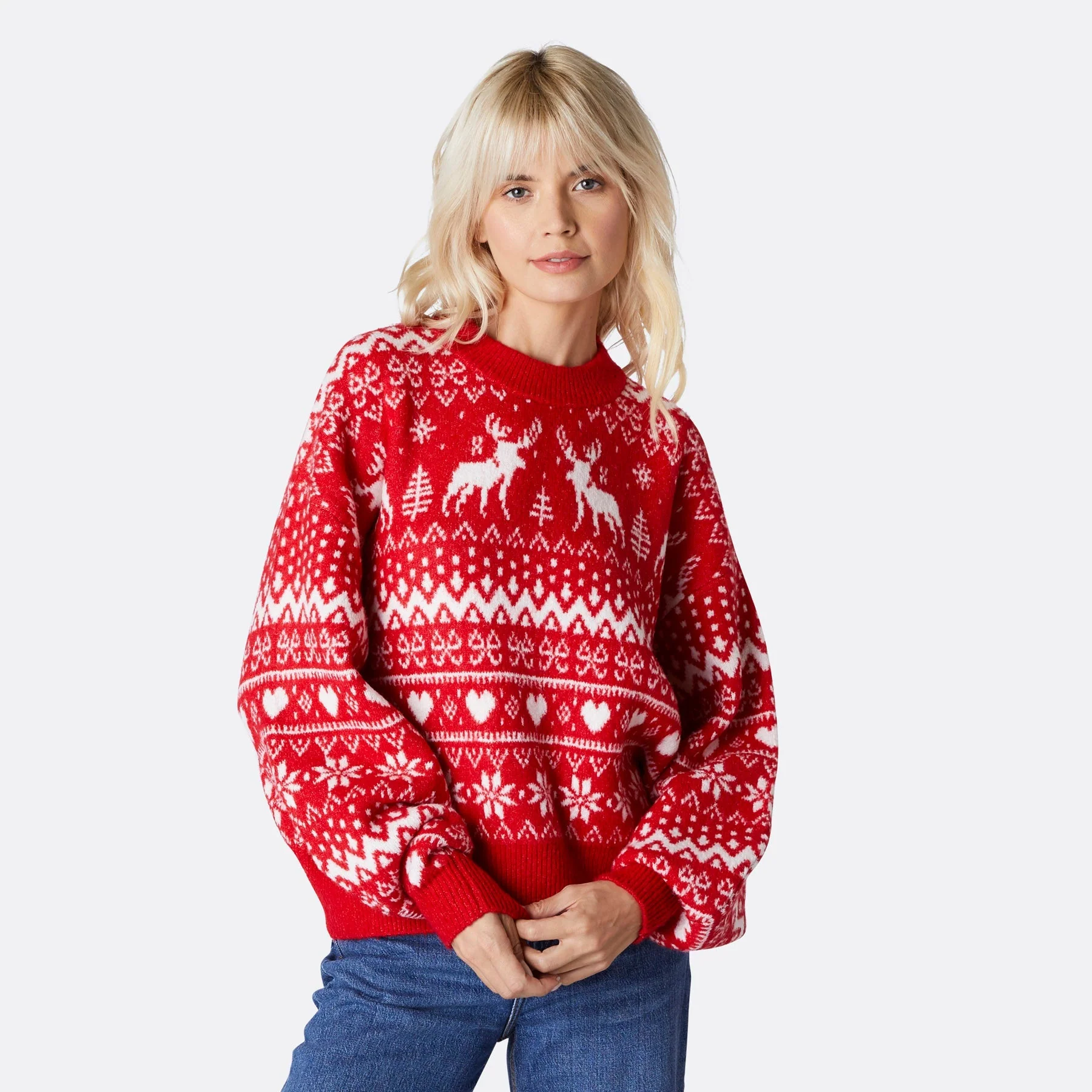 Women's Reindeer Oversized Christmas Jumper - Image 3