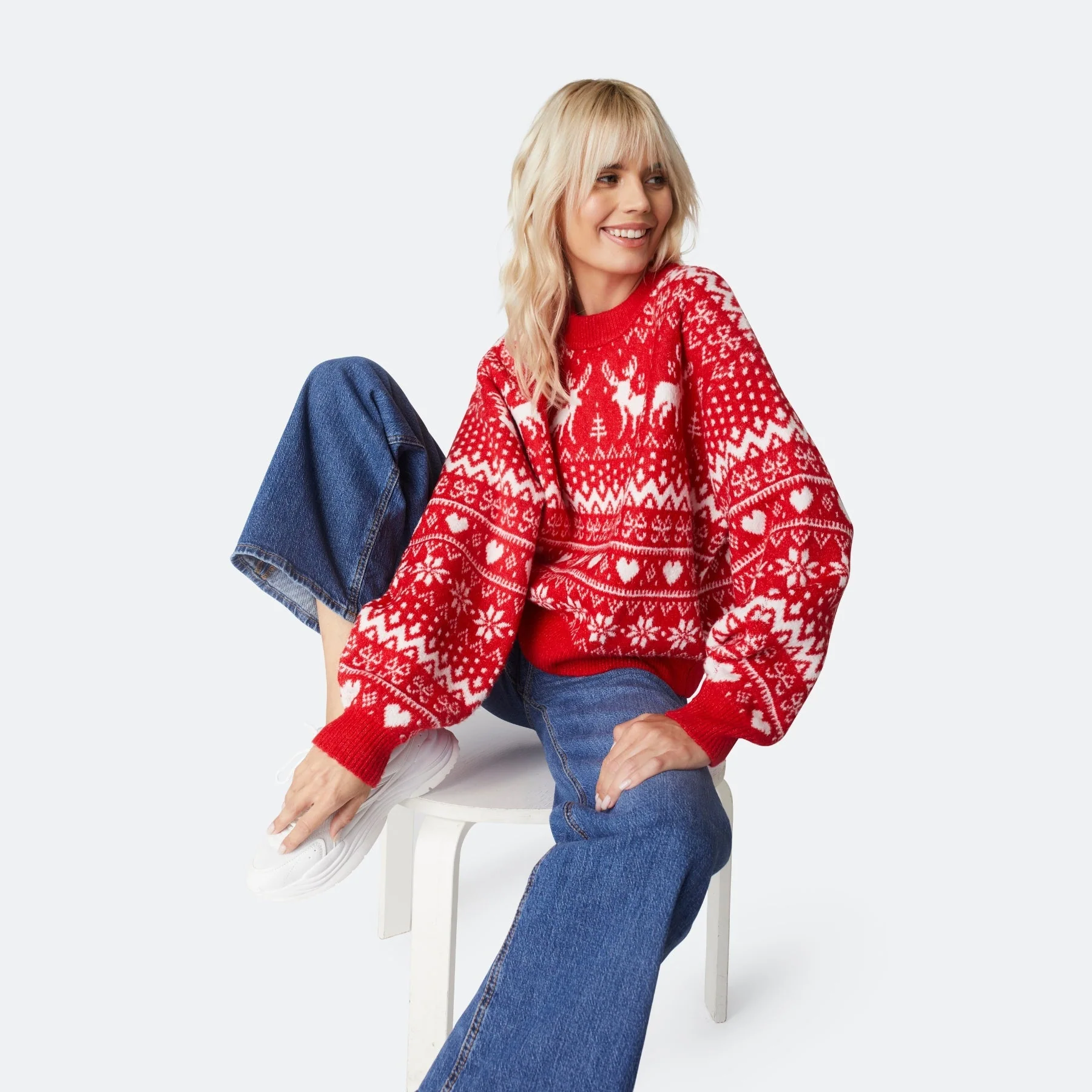 Women's Reindeer Oversized Christmas Jumper - Image 4