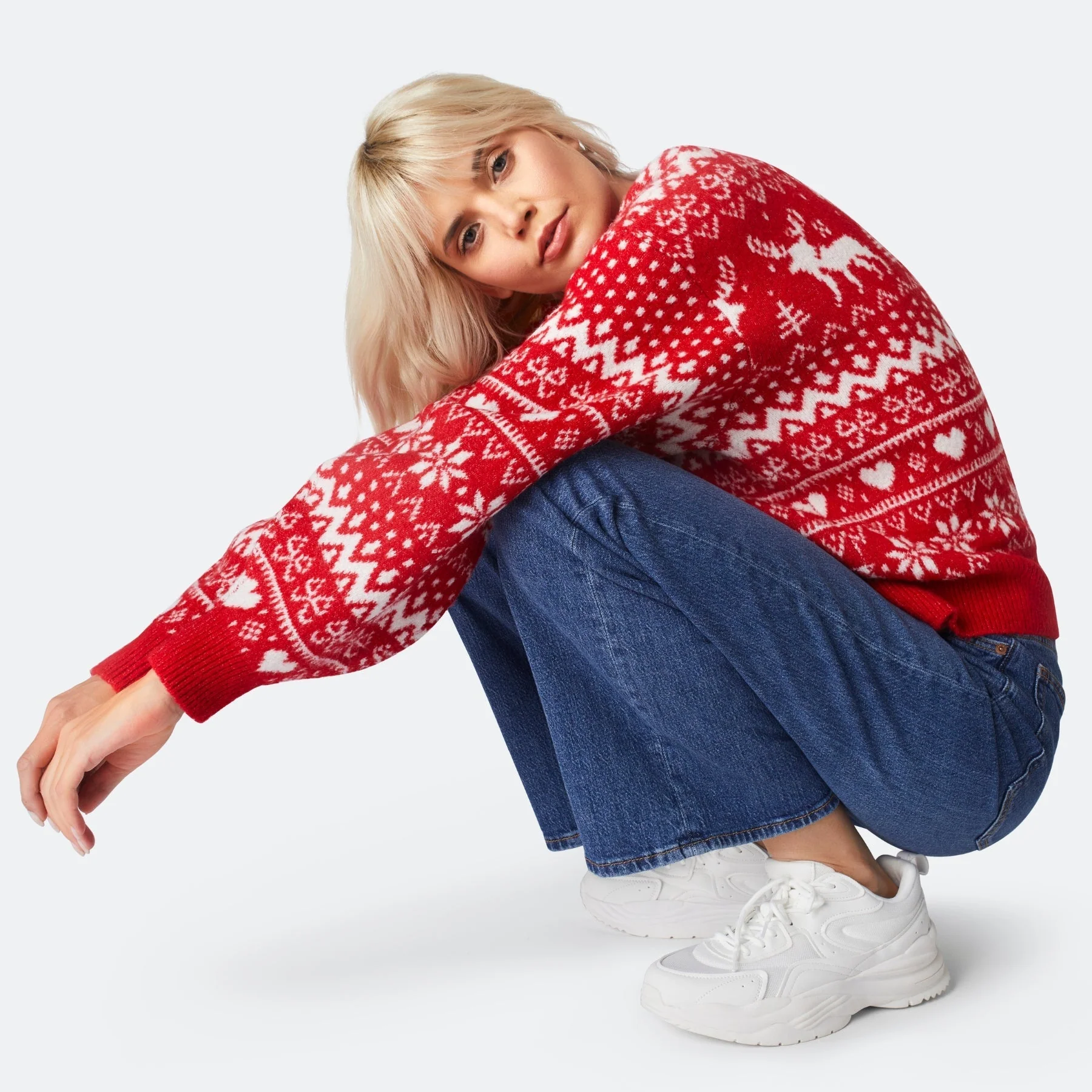 Women's Reindeer Oversized Christmas Jumper - Image 5