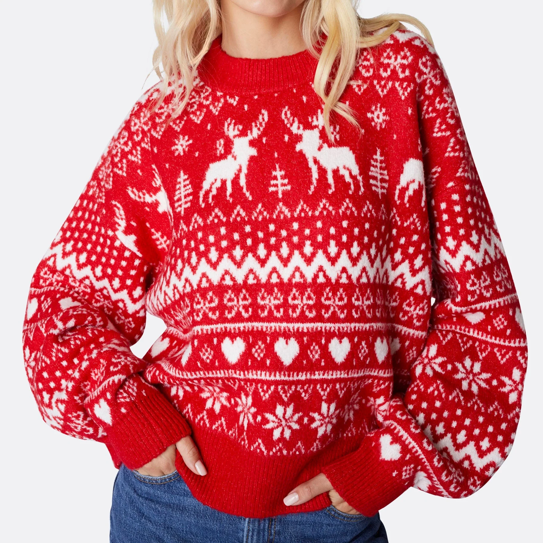 Women's Reindeer Oversized Christmas Jumper - Image 6