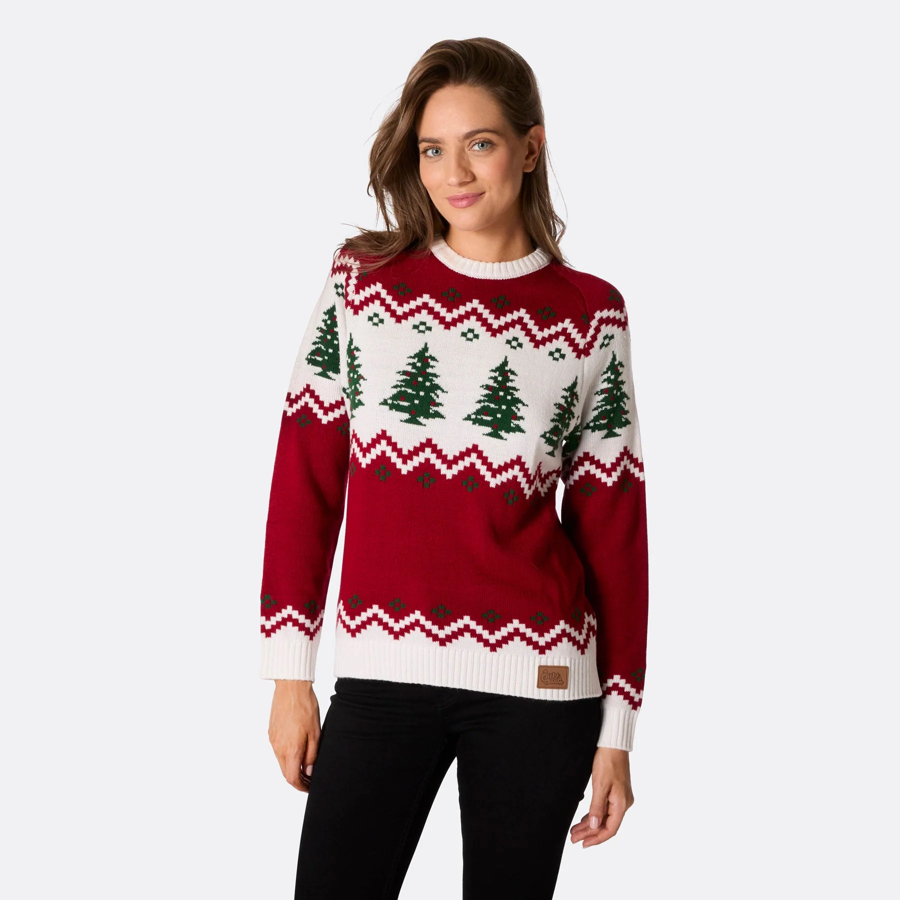 Women's Retro Christmas Tree Jumper - Image 3