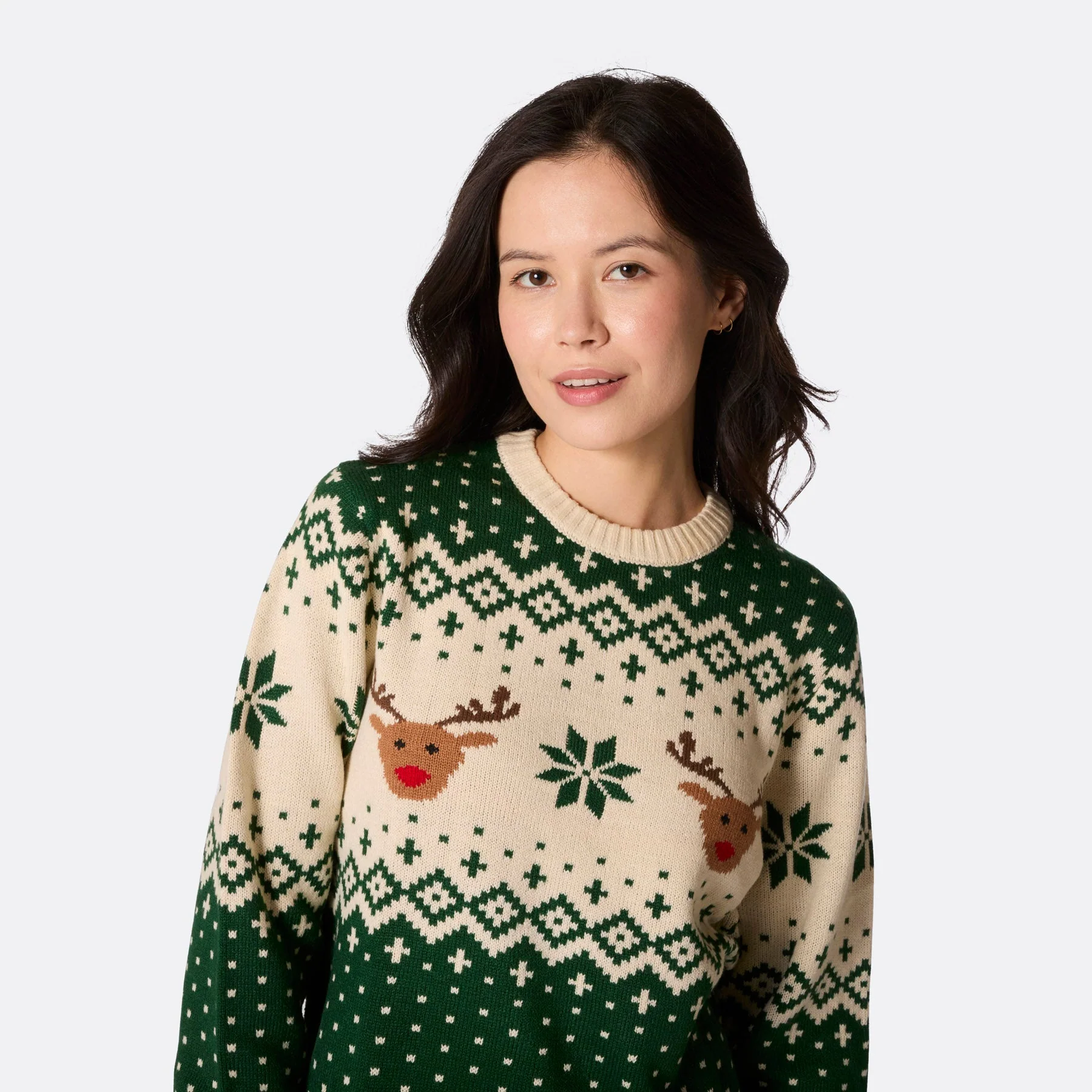 Women's Retro Reindeer Green Christmas Jumper - Image 4