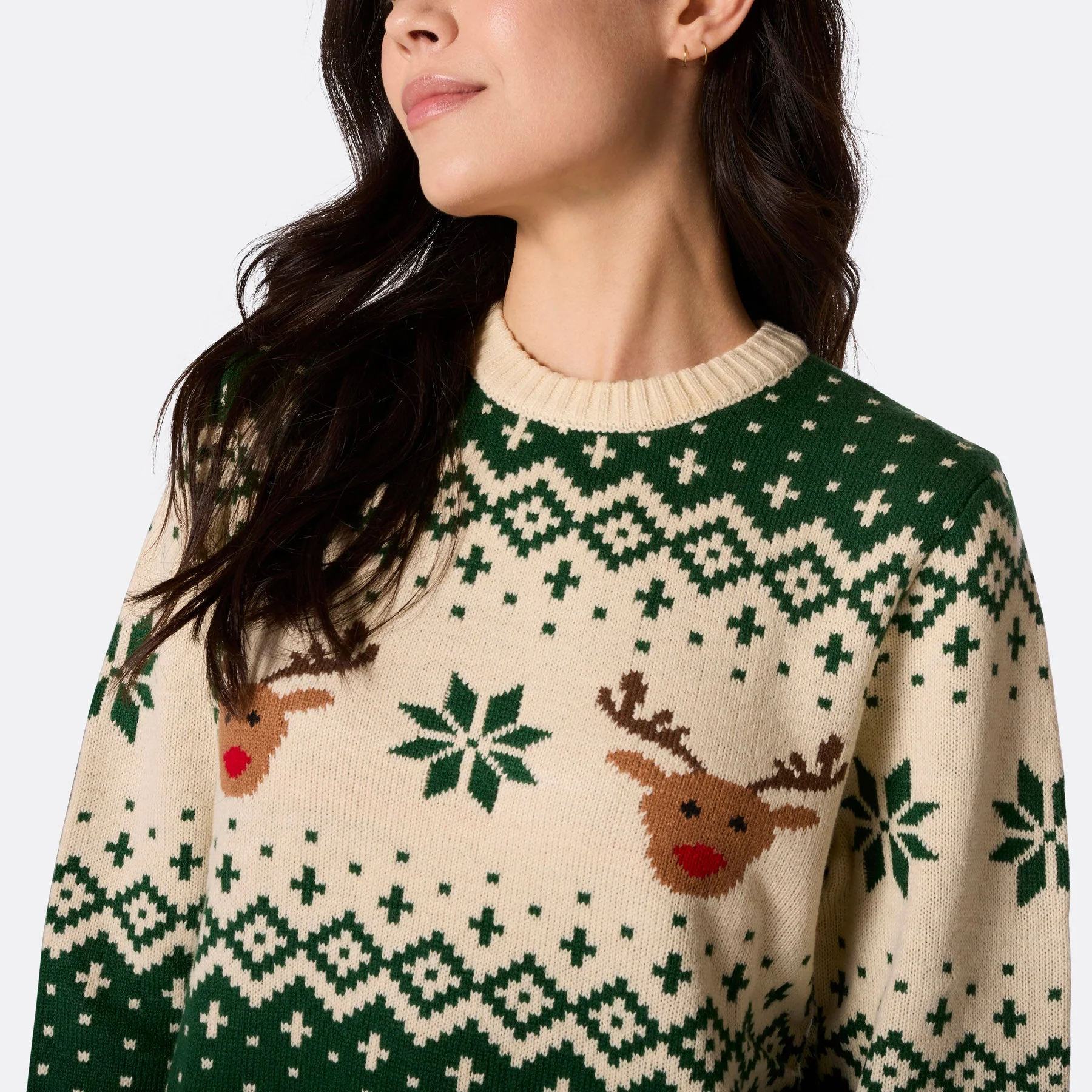 Women's Retro Reindeer Green Christmas Jumper - Image 5
