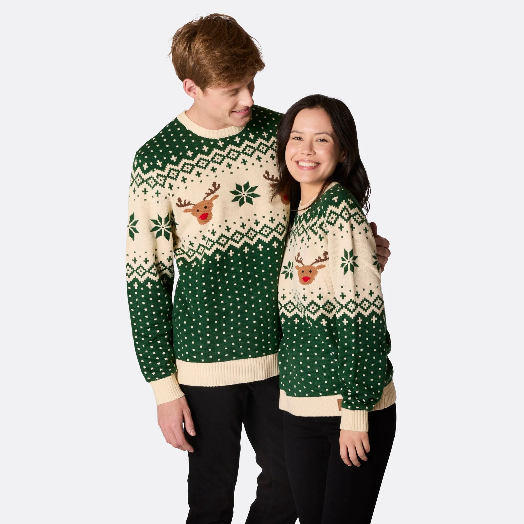 Women's Retro Reindeer Green Christmas Jumper - Image 6