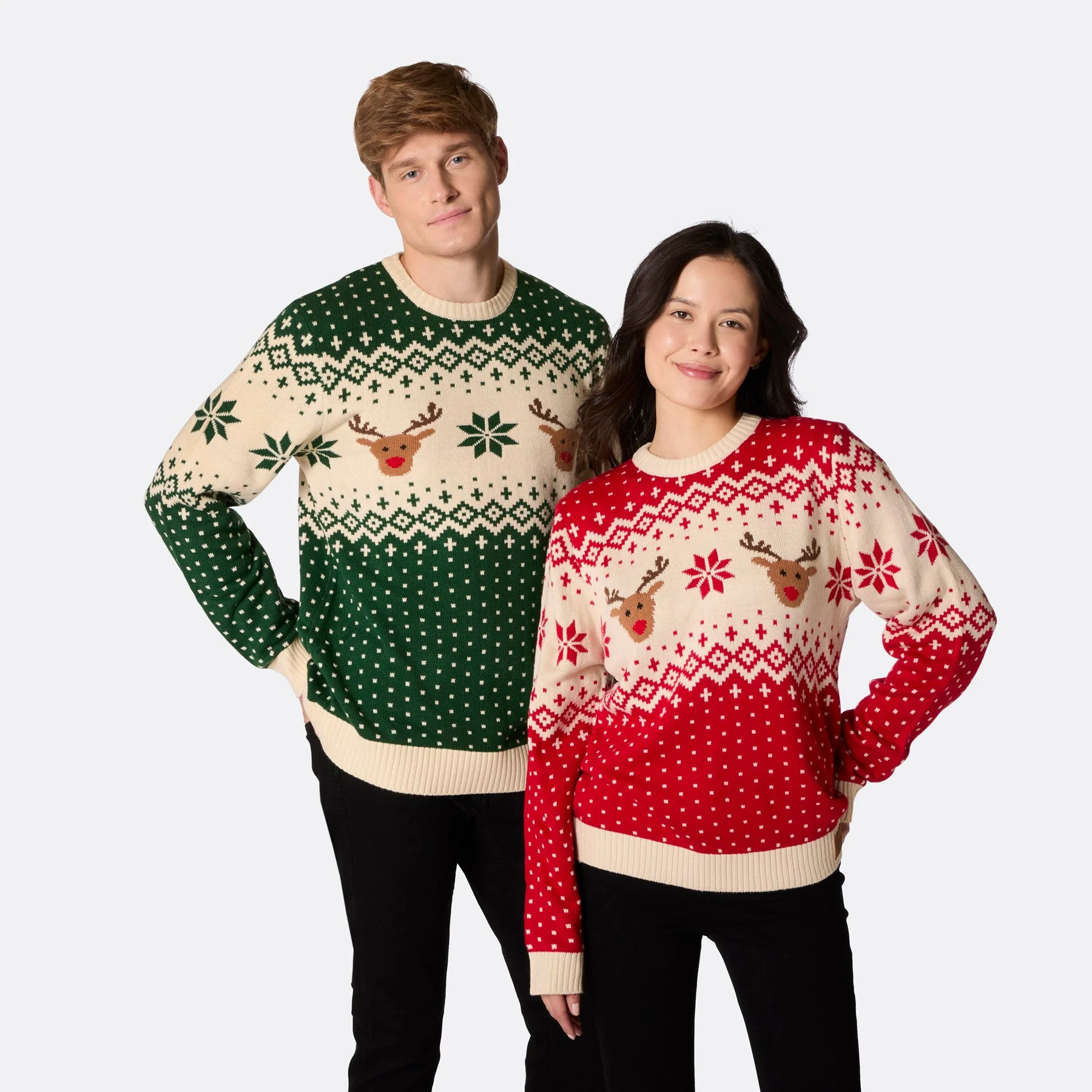 Women's Retro Reindeer Green Christmas Jumper - Image 8