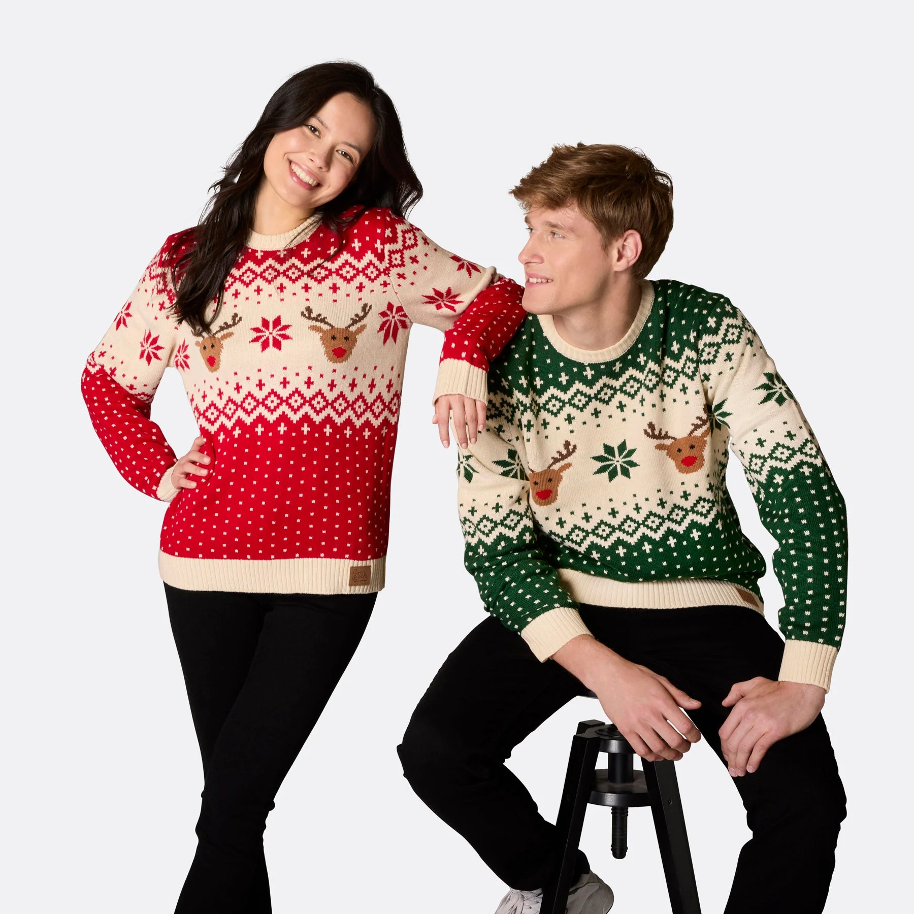 Women's Retro Reindeer Red Christmas Jumper - Image 8