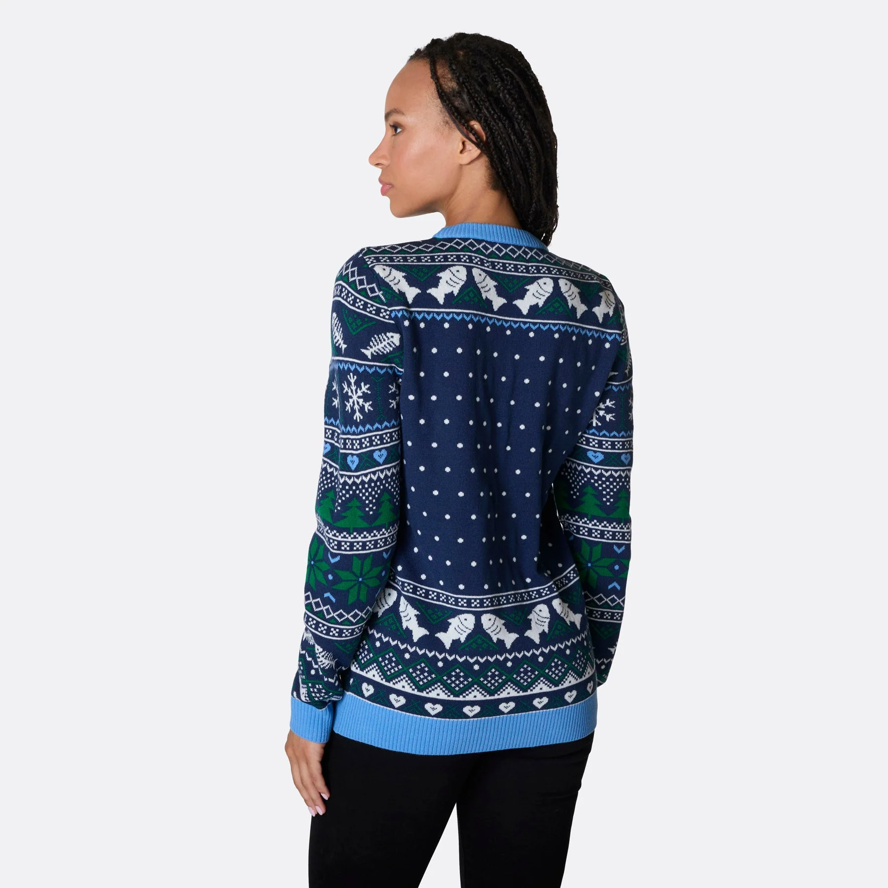 Women's Three Wise Fish Christmas Jumper - Image 5