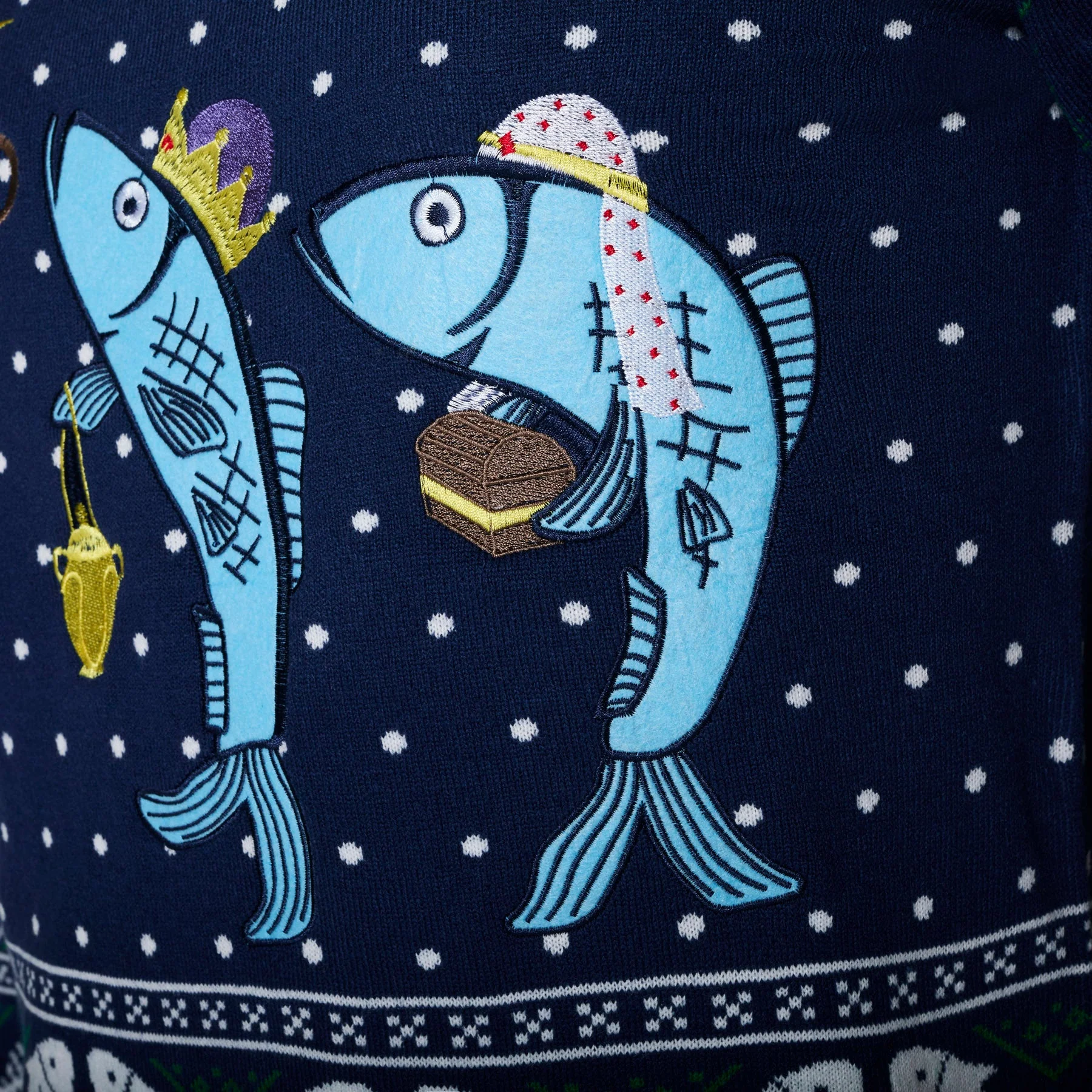 Women's Three Wise Fish Christmas Jumper - Image 6